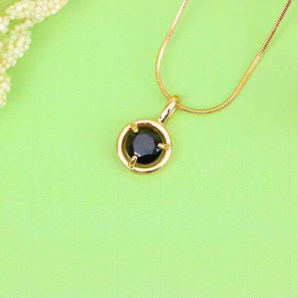 "Round Black Pendant with Gold Finish – Elegant Statement Jewelry Piece,XPPT1706 - Picture 3 of 13